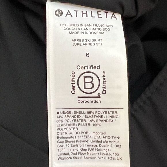Athleta Apres Ski Skirt Black Quilted Water Repellent Pockets 6 NWOT - Picture 7 of 7